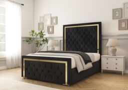 Comfort Beds Sofia Gold Bed Frame in Black - Size: Super King