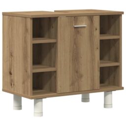 Berkfield Home 3 Piece Bathroom Furniture Set Artisan Oak Engineered Wood in Brown - thumbnail 6