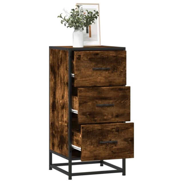 Berkfield Home Sideboard Smoked Oak 35.5x35x76 cm Engineered Wood & Metal in Brown - image 1