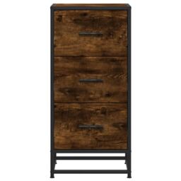 Berkfield Home Sideboard Smoked Oak 35.5x35x76 cm Engineered Wood & Metal in Brown - thumbnail 4