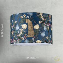Happy Homewares Rich Midnight Blue Lampshade with Leopard & Botanical Foliage Design - Size: 12 inches - thumbnail 7