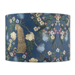 Happy Homewares Rich Midnight Blue Lampshade with Leopard & Botanical Foliage Design - Size: 12 inches - thumbnail 4