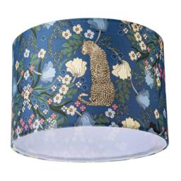 Happy Homewares Rich Midnight Blue Lampshade with Leopard & Botanical Foliage Design - Size: 12 inches - thumbnail 5