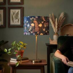 Happy Homewares Rich Midnight Blue Lampshade with Leopard & Botanical Foliage Design - Size: 12 inches - thumbnail 6