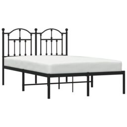 Berkfield Home Metal Bed Frame with Headboard Black 120x200 cm - Size: Small Double - thumbnail 3