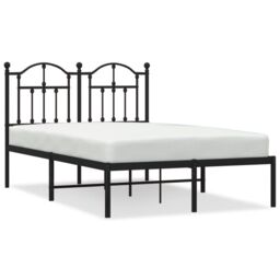 Berkfield Home Metal Bed Frame with Headboard Black 120x200 cm - Size: Small Double - thumbnail 2