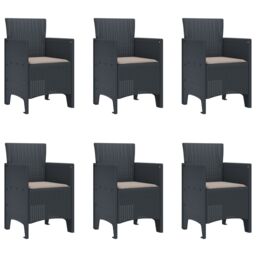 Berkfield Home 7 Piece Garden Dining Set with Cushions Anthracite Poly Rattan in Black - thumbnail 5