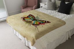 Benjamin Tate Design Butterfly & Paint Splats Blanket in Natural - Size: 120 cm x 150 cm - thumbnail 3