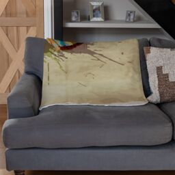 Benjamin Tate Design Butterfly & Paint Splats Blanket in Natural - Size: 120 cm x 150 cm - thumbnail 2