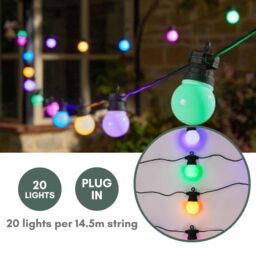 Marco Paul 14.5m Mains Powered String Lights - Multicoloured Bulbs - thumbnail 2