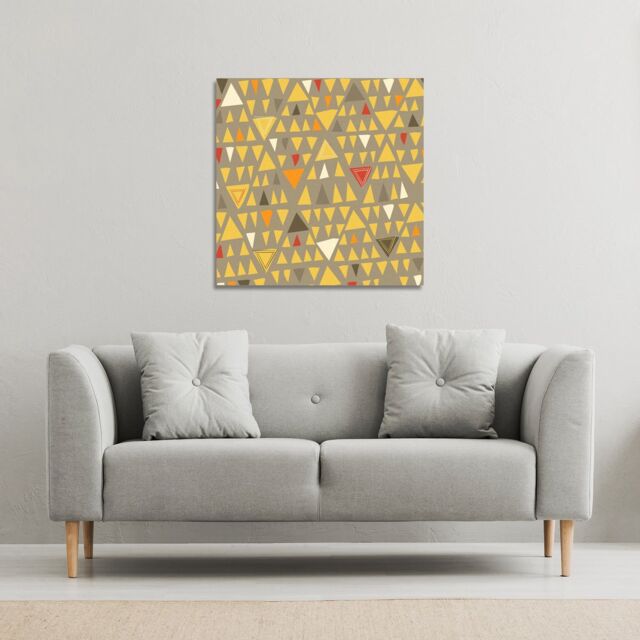 Benjamin Tate Design Yellow Geometric Triangles (Canvas Print) / 101 x 101 x 4cm in Natural - Size: 101 x 101 x 4 cm - image 1