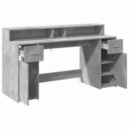 Berkfield Home Soft Desk with LED Lights Concrete Grey 160x55x91 cm Engineered Wood - Size: 160 x 55 x 91 cm - thumbnail 9