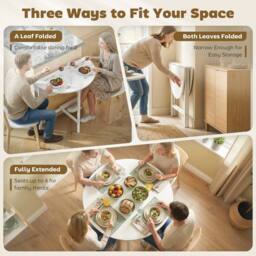 HOMCOM Folding Dining with Steel Frame for Small Spaces, White - Size: 80 cm x 80 cm - thumbnail 4