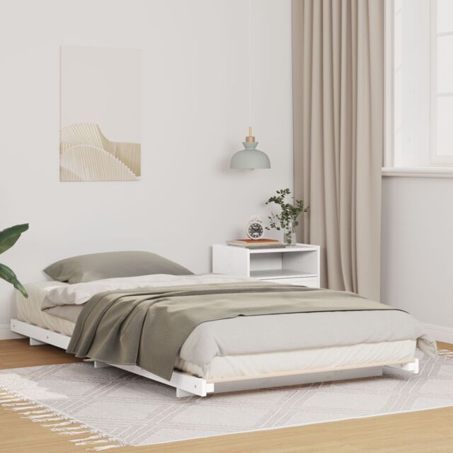 Berkfield Home Floor Bed Frame White 100 x 200 cm Solid pine wood - image 1