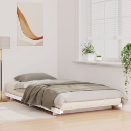 Berkfield Home Floor Bed Frame White 100 x 200 cm Solid pine wood - thumbnail 5