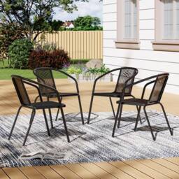 Living and Home Baldridge 4 Seater Dining Set in Black - thumbnail 2