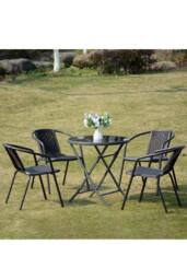Living and Home Baldridge 4 Seater Dining Set in Black