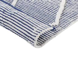 Wyld and Coco Cotton Handwoven Area Rug White and Blue 80 x 150 cm Rectangular - Size: 80 cm x 150 cm - thumbnail 3