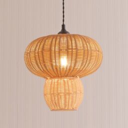 ValueLights Portobello Natural Rattan Mushroom Easy Fit Ceiling Pendant Lamp Shade