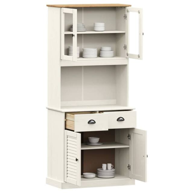 Berkfield Home Highboard VIGO White 78x40x175 cm Solid Wood Pine - Size: 78 x 40 x 175 cm - image 1