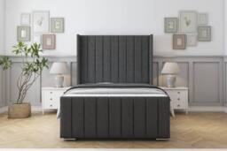 "Sloomy Sofia Chrome Dumfries Bed Frame With 50"" Upholstered Headboard in Dark Grey - Size: King" - thumbnail 1