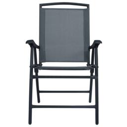 Berkfield Home Comfortable Folding Garden Chairs 2 pcs Texilene Grey - thumbnail 1