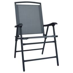 Berkfield Home Comfortable Folding Garden Chairs 2 pcs Texilene Grey - thumbnail 3