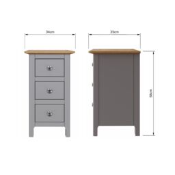 FWStyle Ready Assembled 3 Drawer Bedside Chest Of Drawers Oak Veneer Dove Grey - thumbnail 5