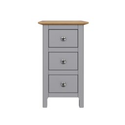 FWStyle Ready Assembled 3 Drawer Bedside Chest Of Drawers Oak Veneer Dove Grey - thumbnail 3