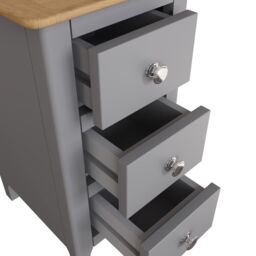 FWStyle Ready Assembled 3 Drawer Bedside Chest Of Drawers Oak Veneer Dove Grey - thumbnail 4