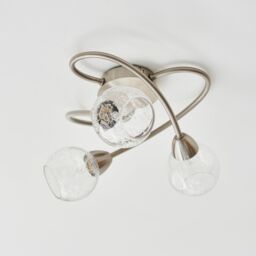 Pagazzi Callen Satin Nickel 3 Light Flush Ceiling Light in Silver - thumbnail 1