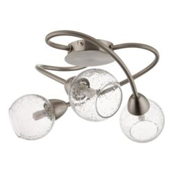Pagazzi Callen Satin Nickel 3 Light Flush Ceiling Light in Silver - thumbnail 7