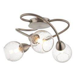 Pagazzi Callen Satin Nickel 3 Light Flush Ceiling Light in Silver - thumbnail 6
