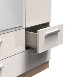 Ready Assembled 2 U Windsor Tall Triple 2 Drawer Mirror + Drawer Wardrobe (Ready Assembled) in Beige - thumbnail 8