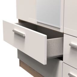 Ready Assembled 2 U Windsor Tall Triple 2 Drawer Mirror + Drawer Wardrobe (Ready Assembled) in Beige - thumbnail 7