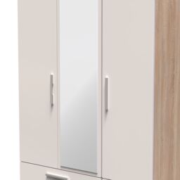 Ready Assembled 2 U Windsor Tall Triple 2 Drawer Mirror + Drawer Wardrobe (Ready Assembled) in Beige - thumbnail 4