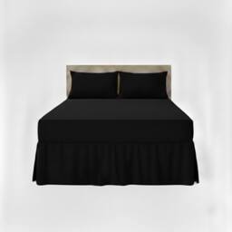Snug City Fitted Valance Bed Sheet Polycotton Mattress Cover & Frill Easy Care in Black - Size: Single - thumbnail 2