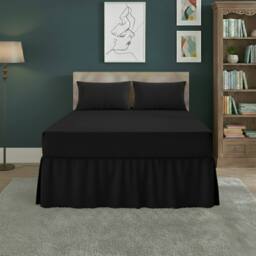 Snug City Fitted Valance Bed Sheet Polycotton Mattress Cover & Frill Easy Care in Black - Size: Single - thumbnail 1