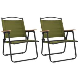 Berkfield Home Camping Chairs 2 pcs Green 54x55x78 cm Oxford Fabric - Size: 54 x 55 x 78 cm - thumbnail 2