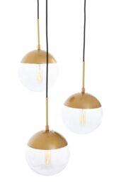 Orsina 3-Light Pendant With Adjustable Cords, Hanging Cluster Lamp With Globe Shades, Cluster Ceiling Fixture in Gold - thumbnail 6
