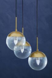 Orsina 3-Light Pendant With Adjustable Cords, Hanging Cluster Lamp With Globe Shades, Cluster Ceiling Fixture in Gold - thumbnail 3