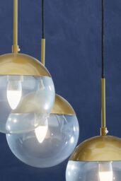 Orsina 3-Light Pendant With Adjustable Cords, Hanging Cluster Lamp With Globe Shades, Cluster Ceiling Fixture in Gold - thumbnail 4