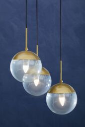 Orsina 3-Light Pendant With Adjustable Cords, Hanging Cluster Lamp With Globe Shades, Cluster Ceiling Fixture in Gold - thumbnail 2