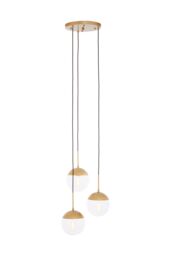 Orsina 3-Light Pendant With Adjustable Cords, Hanging Cluster Lamp With Globe Shades, Cluster Ceiling Fixture in Gold