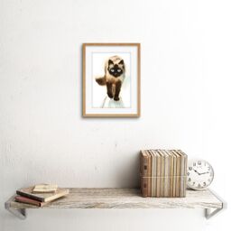 "Artery8 Wall Art Print Cat Ragdoll Walking Watercolour Art Framed 9x7 inch in Beige - Size: W7"" x H9""" - thumbnail 2