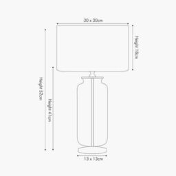 Ruma Glass Cylinder Table Lamp With Gold Detail & White Lampshade in Grey - thumbnail 4