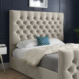 KDMD Novara Upholstered Soft Velvet Cream Bed Frame - Size: Small Double - thumbnail 2