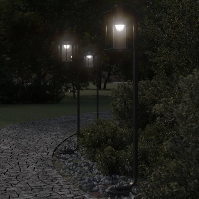 Berkfield Home Outdoor Floor Lamps 3pcs Black 100 cm Stainless Steel - image 1
