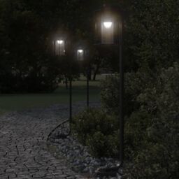 Berkfield Home Outdoor Floor Lamps 3pcs Black 100 cm Stainless Steel
