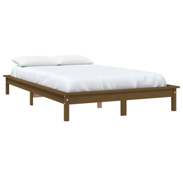 Berkfield Home Beautiful Bed Frame Honey Brown 140x190 cm Solid Wood Pine - image 1